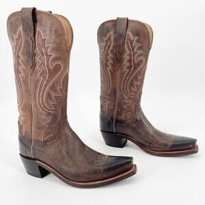 Lucchese Cassidy Women’s 6 Chocolate Brown Madras Goat Leather Cowgirl Boots